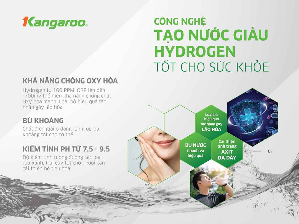 Máy lọc nước Kangaroo Hydrogen Slim nóng lạnh KG10A9S