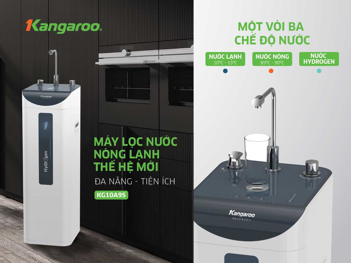 Máy lọc nước Kangaroo Hydrogen Slim nóng lạnh KG10A9S