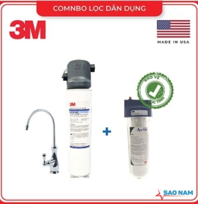 COMBO MÁY LỌC NƯỚC LẮP DƯỚI BỒN RỬA 3M BREW120-MS KÈM LỌC THÔ CAO CẤP