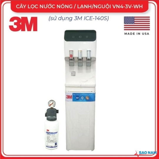 CÂY LỌC NƯỚC NÓNG LẠNH 3M VN4-3V-WH - MÀU TRẮNG (SỬ DỤNG 3M ICE140-S)